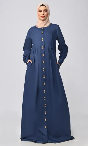 Buy Cotton Twill Button Down Abaya With Pockets - Final Sale