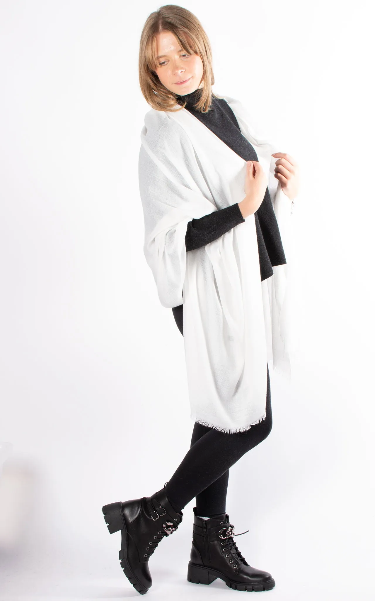 Oversized Pashmina Shawl Wrap Scarf - White