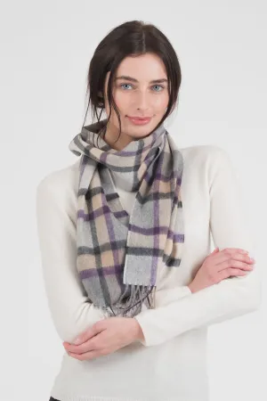 Princeton Check Cashmere Scarf - Lavender